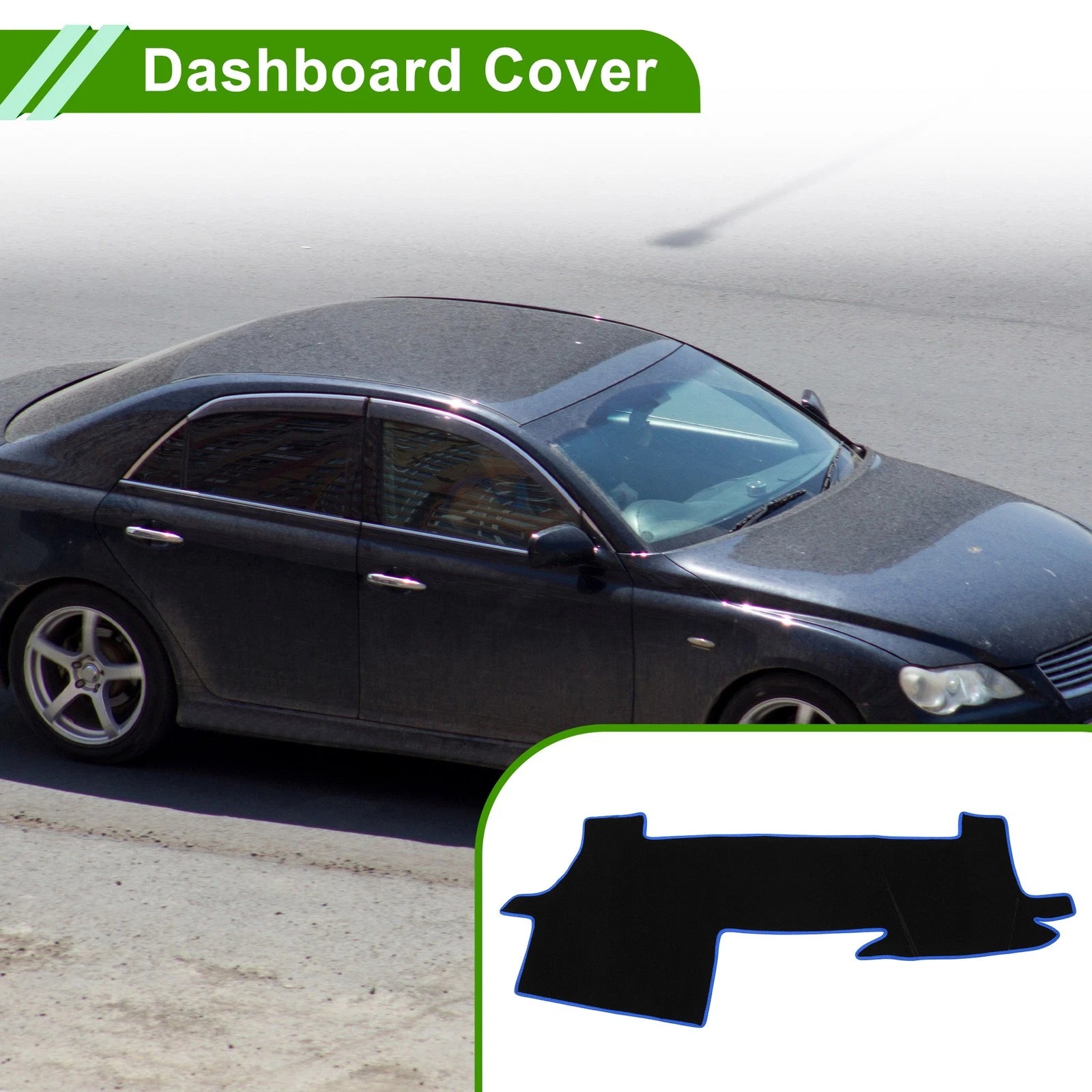 Dashboard Cover for Toyota Mark X 130 Series (2009–2019) Black Blue Non-Slip