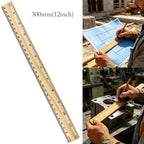 Pine Wood Ruler 300mm with Engraved 0-30cm & 0-12inch Scales