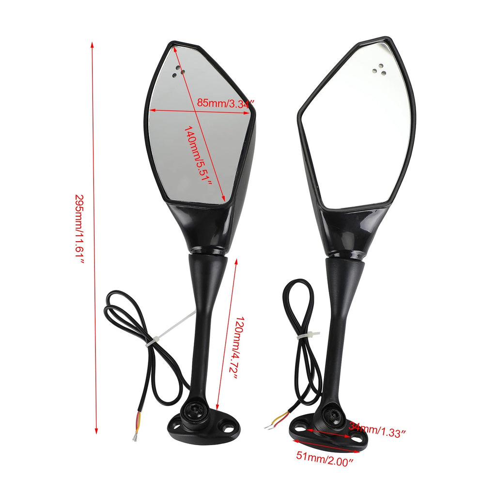 Rear View Mirrors with LED Turn Signals for Honda CBR600RR (2003–2014) CBR1000RR (2004–2007)