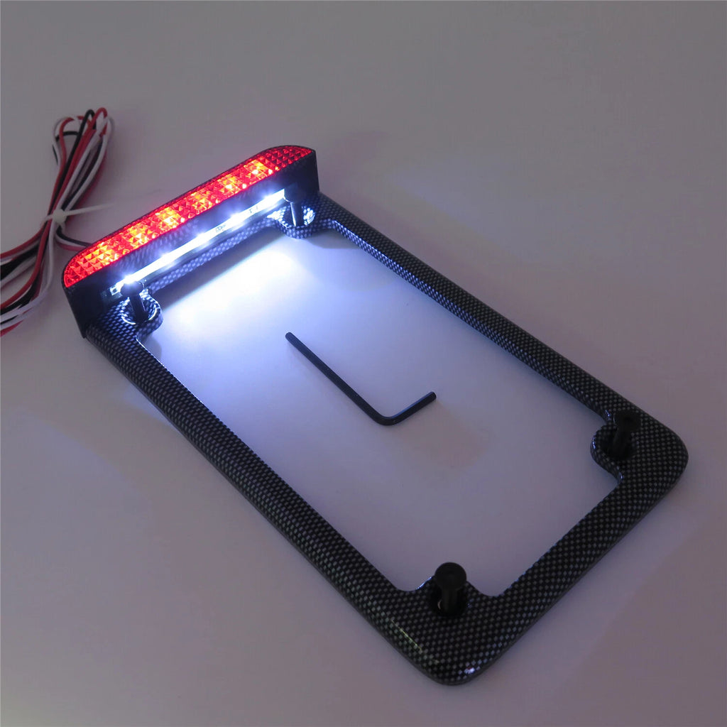 3" LED Signal Brake License Plate Frame for Honda/Suzuki/Yamaha/Kawasaki/Harley