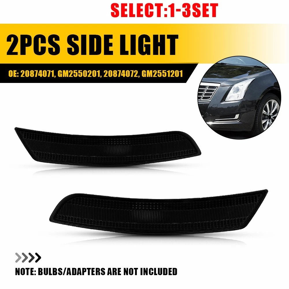 Set of 2 Smoked Lens Front Side Marker Lights for Cadillac XTS (2013–2017)