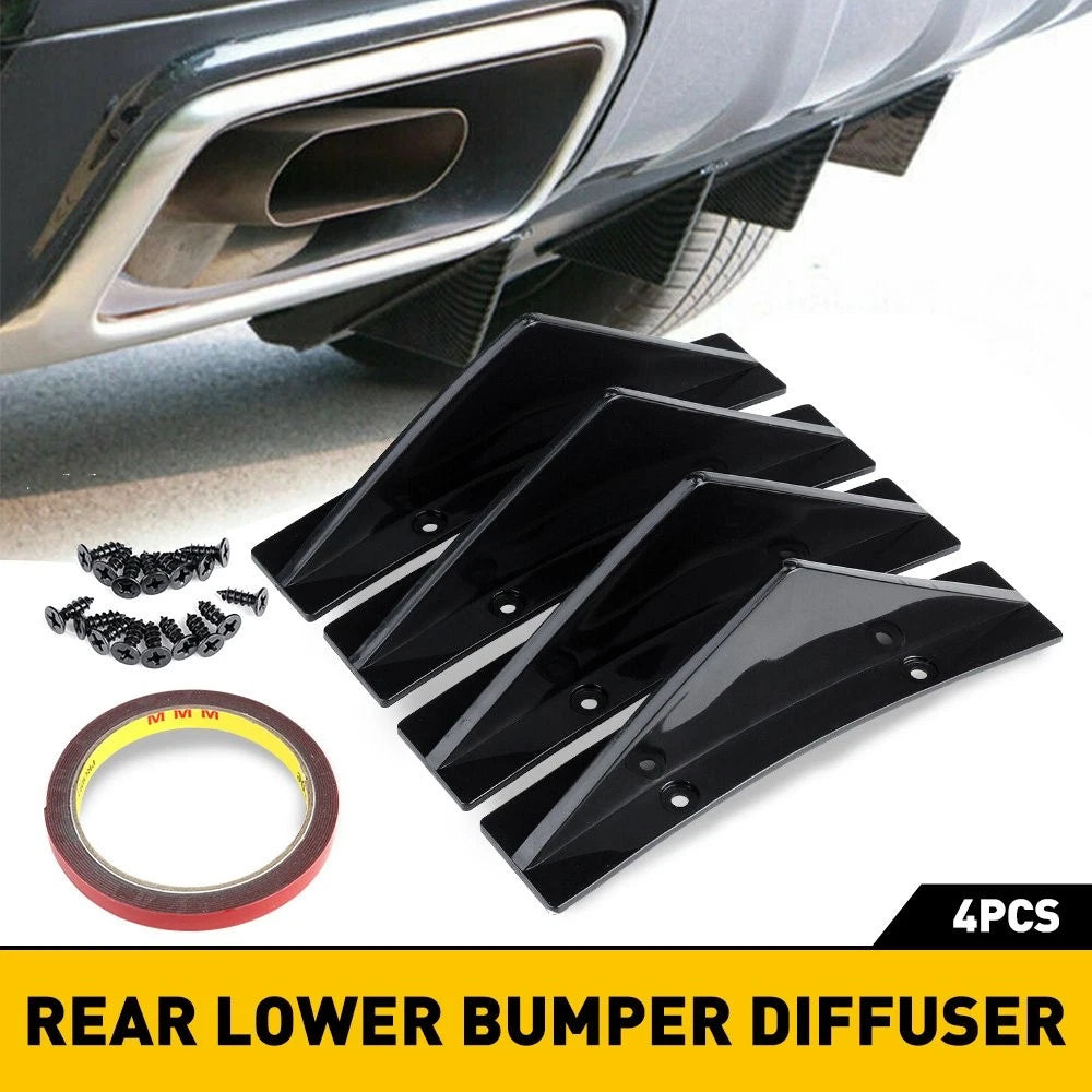 4X Rear Bumper Spoiler Diffuser for SUV/Car Shark Fin Style Protector