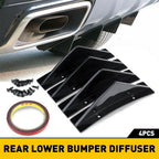 4X Rear Bumper Spoiler Diffuser for SUV/Car Shark Fin Style Protector