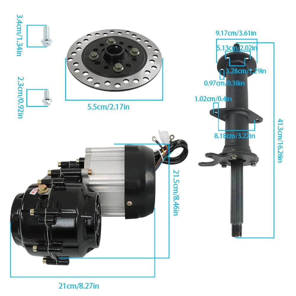 4X Stud Hub Rear Axle Kit for Electric Brushless Differential (1000W)