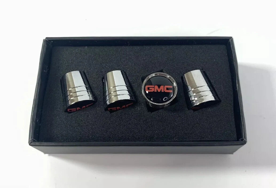 Valve Stem Caps With GMC Logo Premium Chrome Tapered for GMC Sierra (2014–2020)
