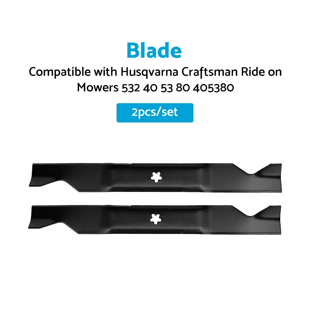 Set of 2 Blades for Husqvarna Craftsman Ride-On Mowers (532 40 53 80, 405380)