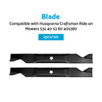 Set of 2 Blades for Husqvarna Craftsman Ride-On Mowers (532 40 53 80, 405380)