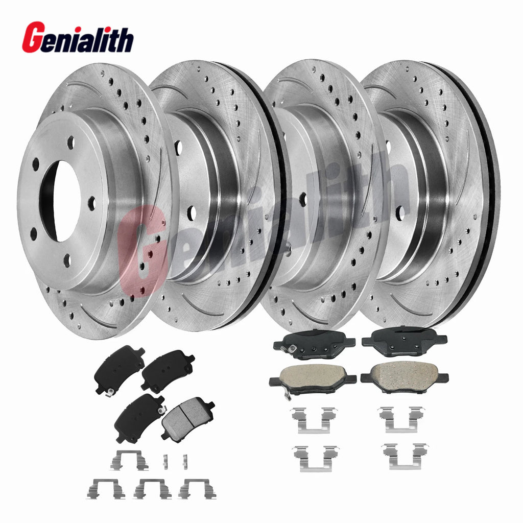 Front & Rear Drilled Rotors + Brake Pads for Chevy Malibu Pontiac G6 Saturn Aura (2008–2012)