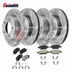 Front & Rear Drilled Rotors + Brake Pads for Chevy Malibu Pontiac G6 Saturn Aura (2008–2012)