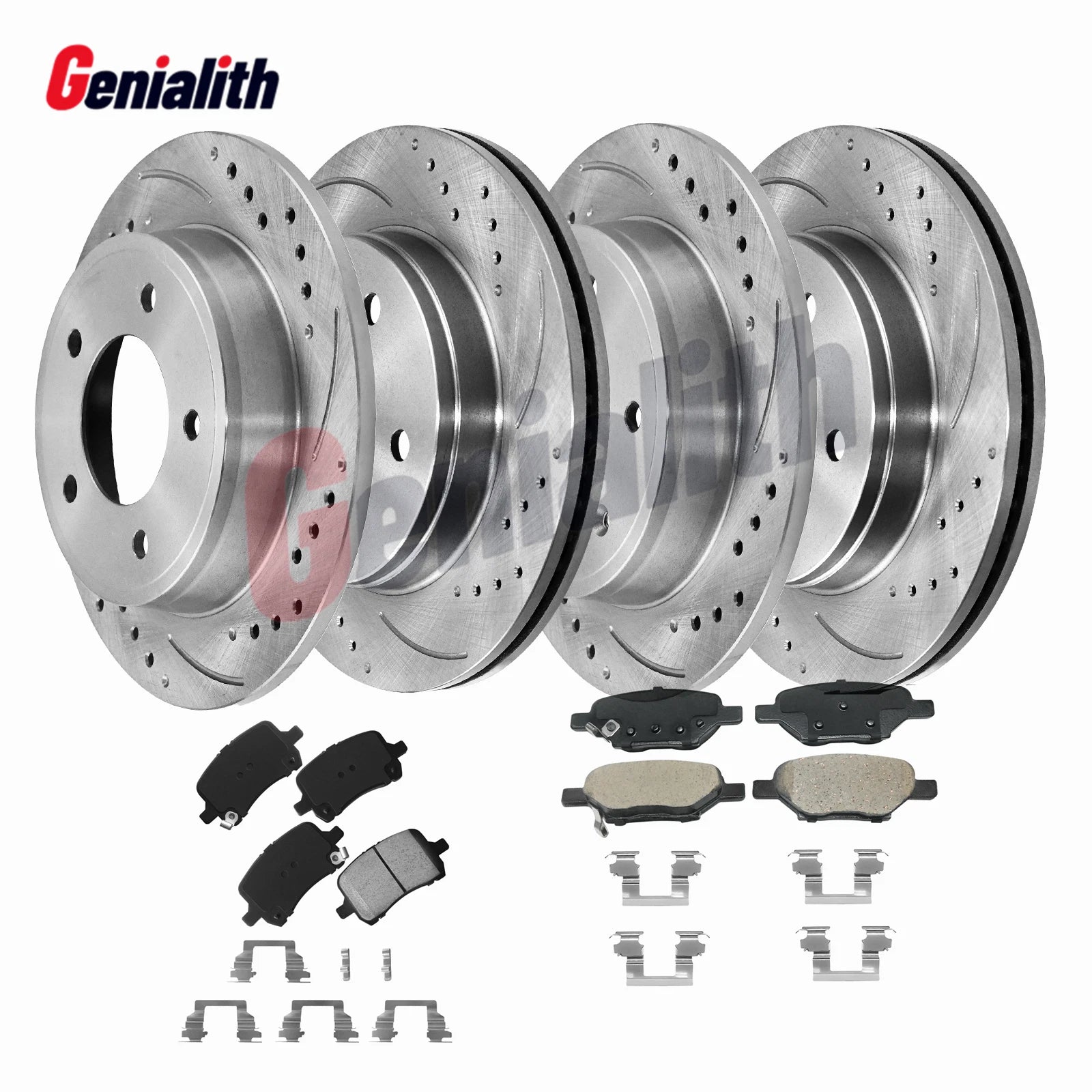 Front & Rear Drilled Rotors + Brake Pads for Chevy Malibu Pontiac G6 Saturn Aura (2008–2012)