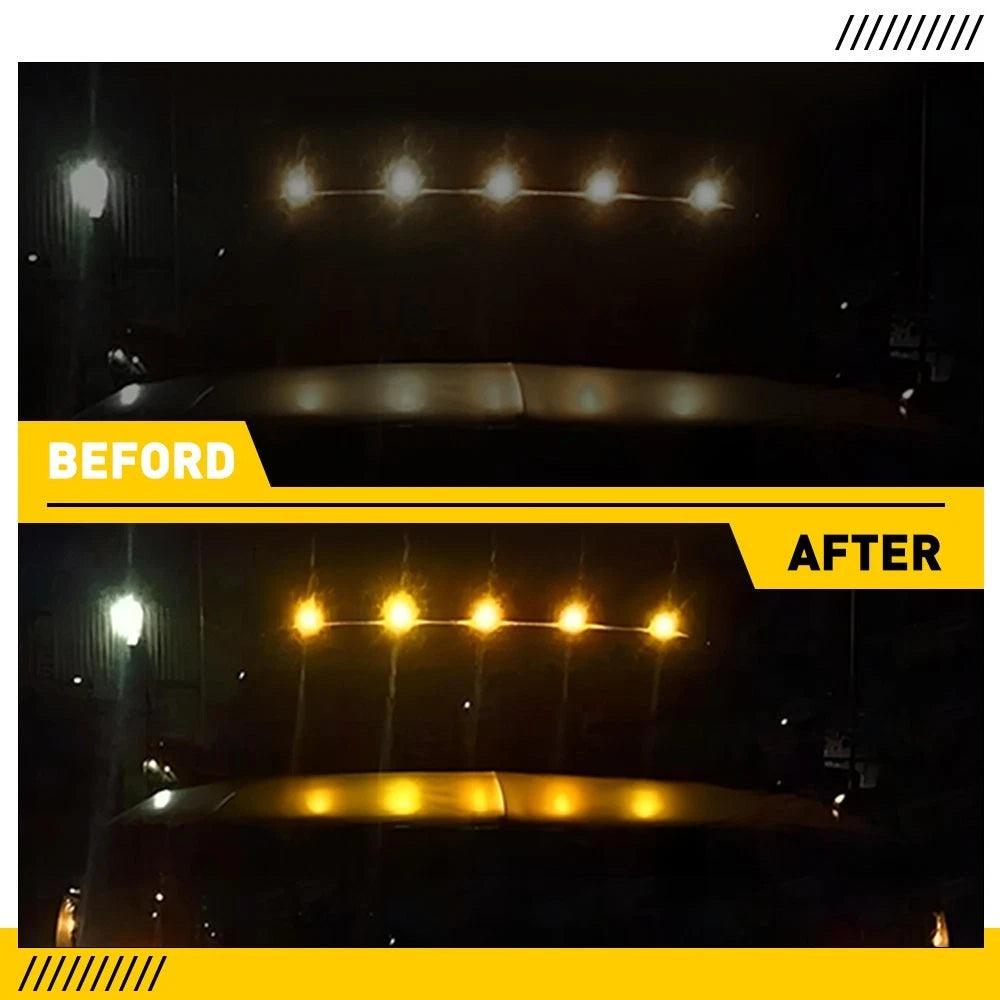 5PC Smoked Amber Cab Roof Marker Running Lights for Ram 1500 2500 3500 (2014–2023)