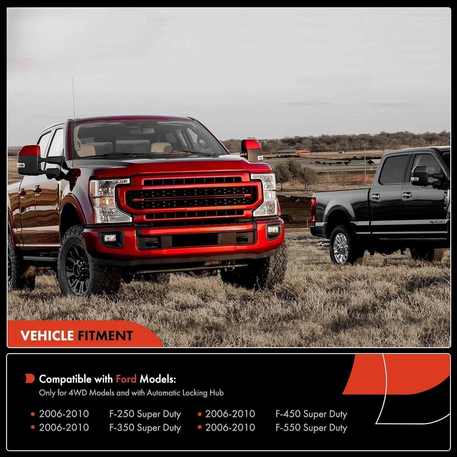 Front Auto Locking Hubs for Ford F250 F350 F450 F550 Super Duty (2005–2010)