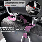 Bling Rhinestone Auto Back Seat Hanger Rear Headrest Hook for Universal Fit (2 Packs)