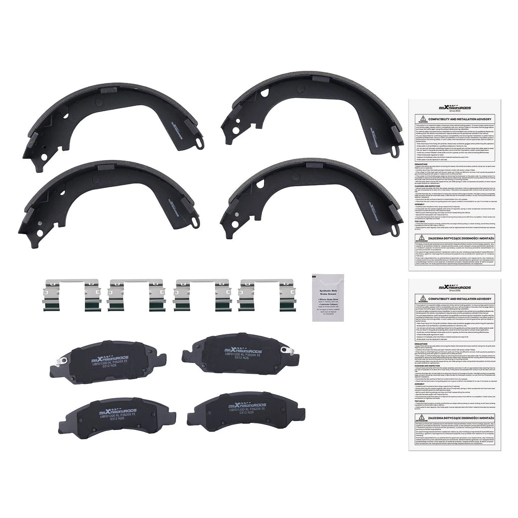 Front Rear Brake Pads + Drum Shoes for Chevrolet Silverado 1500 (2008–2013) S960