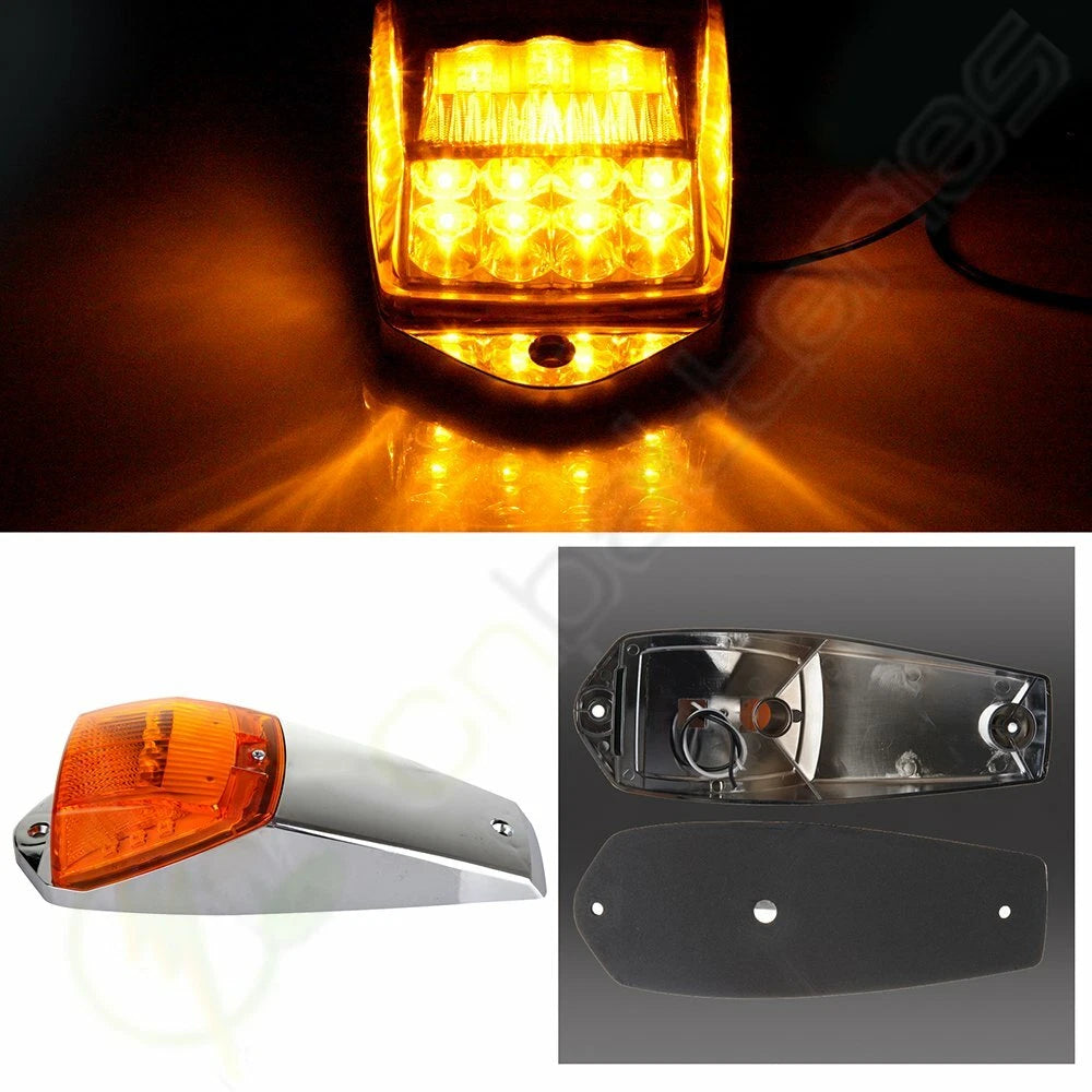 1pc Amber Chrome LED Cab Marker Lights for Peterbilt Kenworth Freightliner