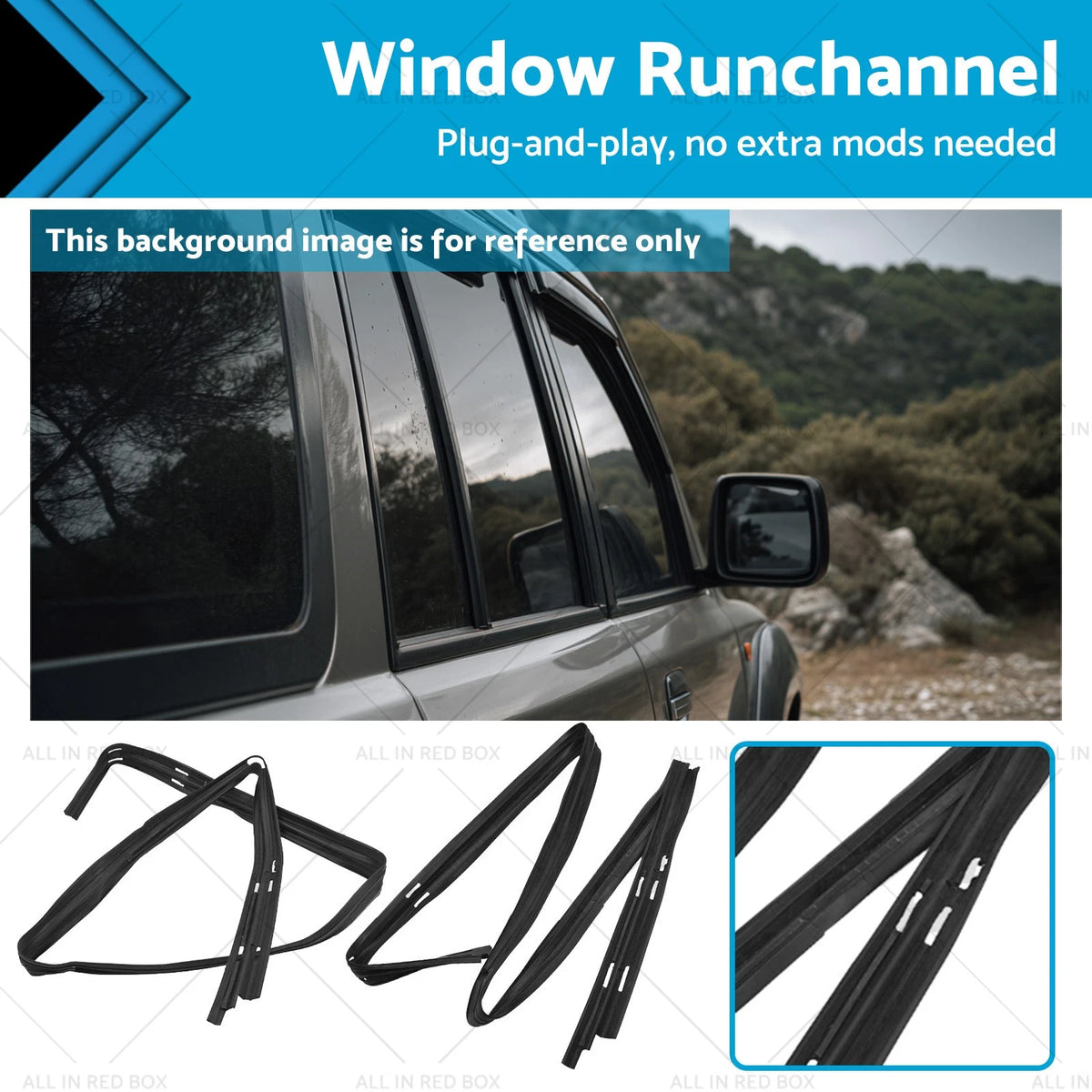 LH+RH runchannel QTR window black for Mitsubishi Pajero Montero II (1991–1999)