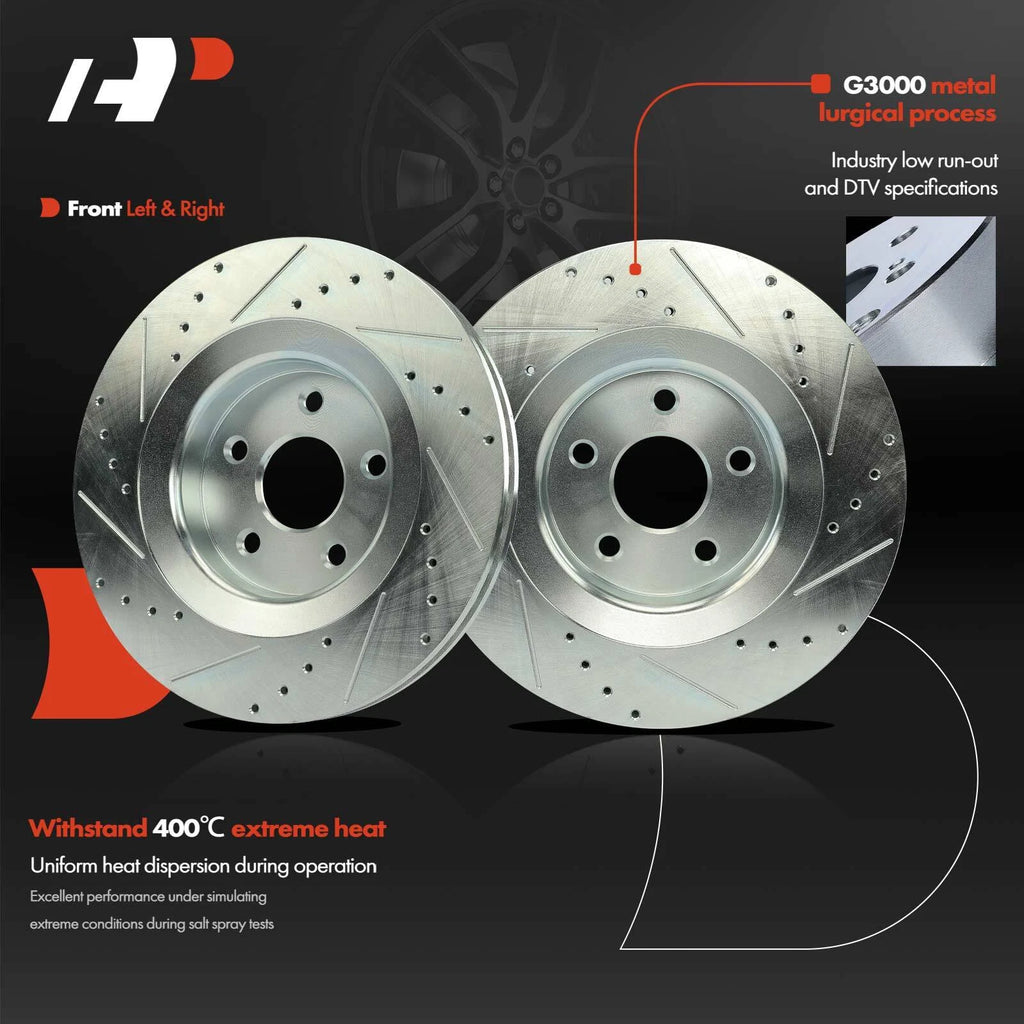 Front Drilled Brake Rotors & Ceramic Pads for Jeep Grand Cherokee (2006–2010)