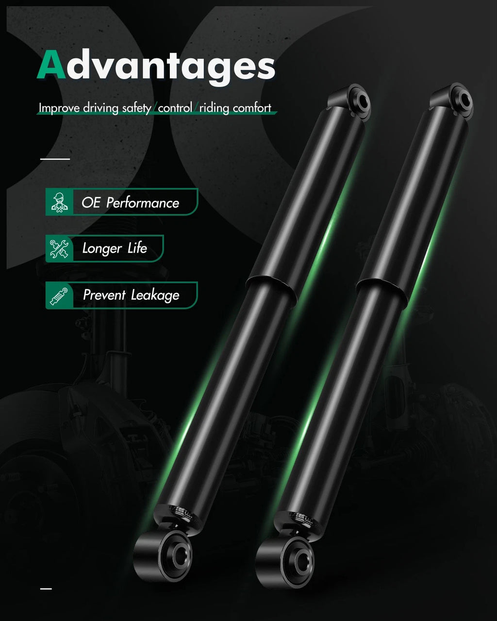 Set of 2 Rear Shocks Struts for Jeep Grand Cherokee (2005–2010)