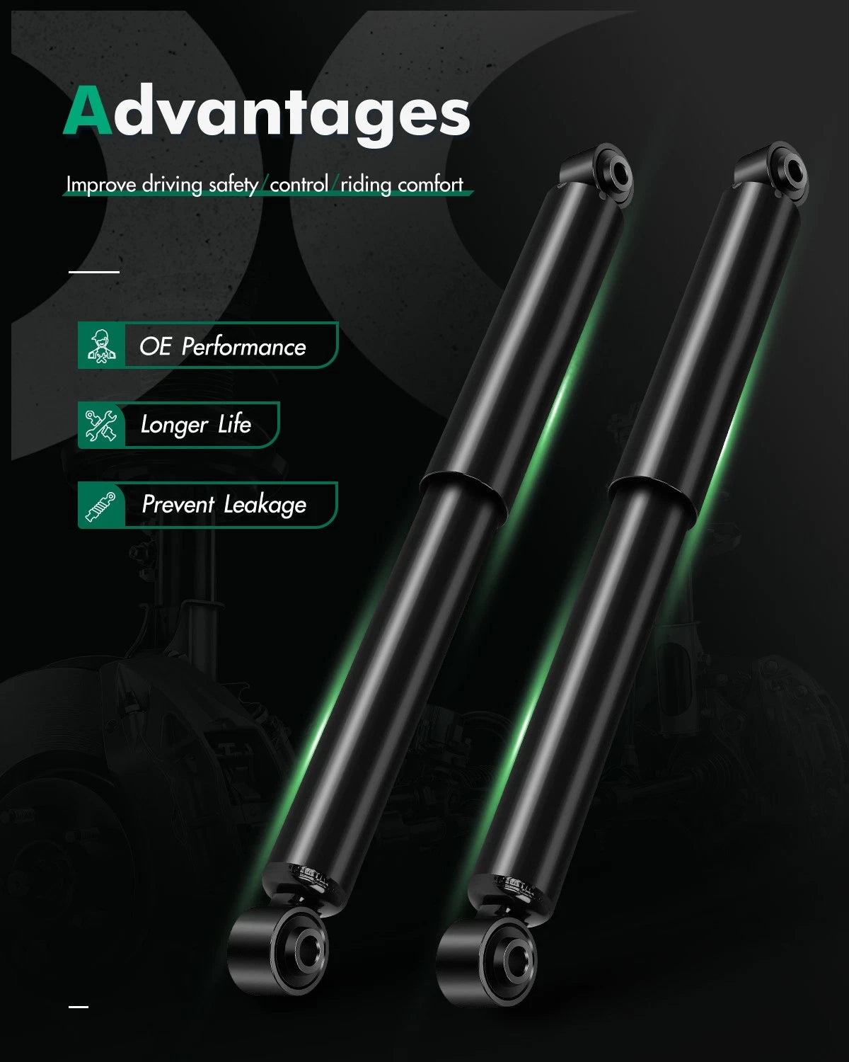 Set of 2 Rear Shocks Struts for Jeep Grand Cherokee (2005–2010)