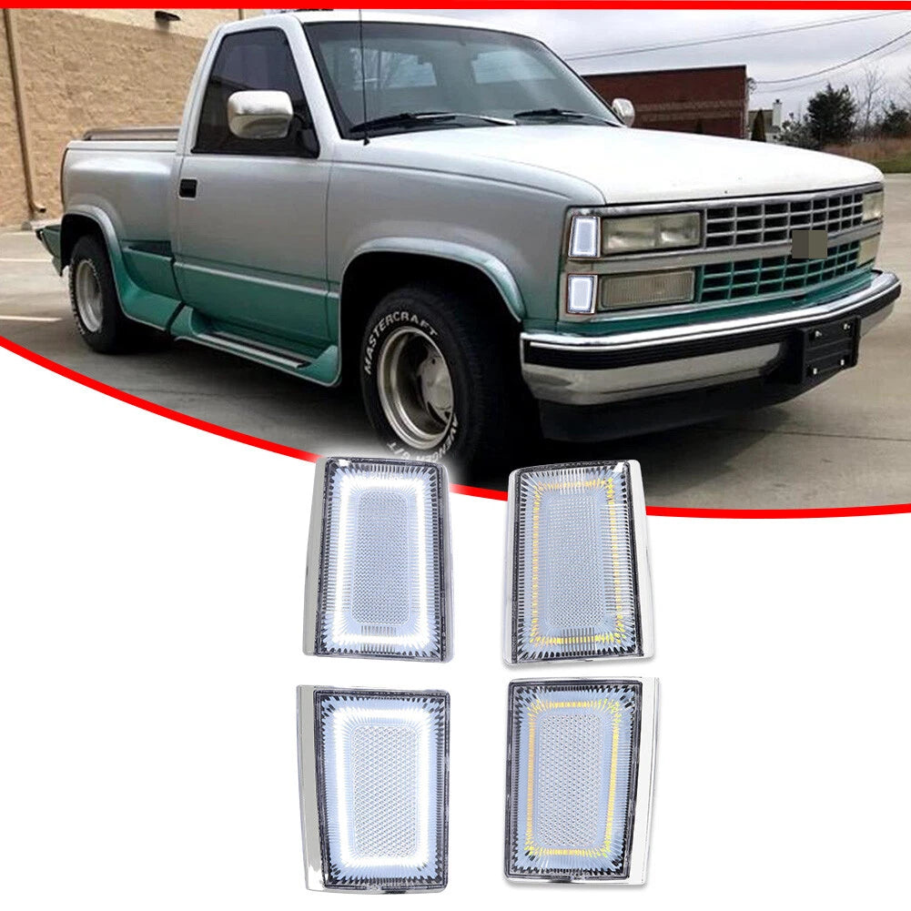 Clear White LED Side Marker Lights for Chevrolet C/K 1500 2500 3500 (1988–1993)