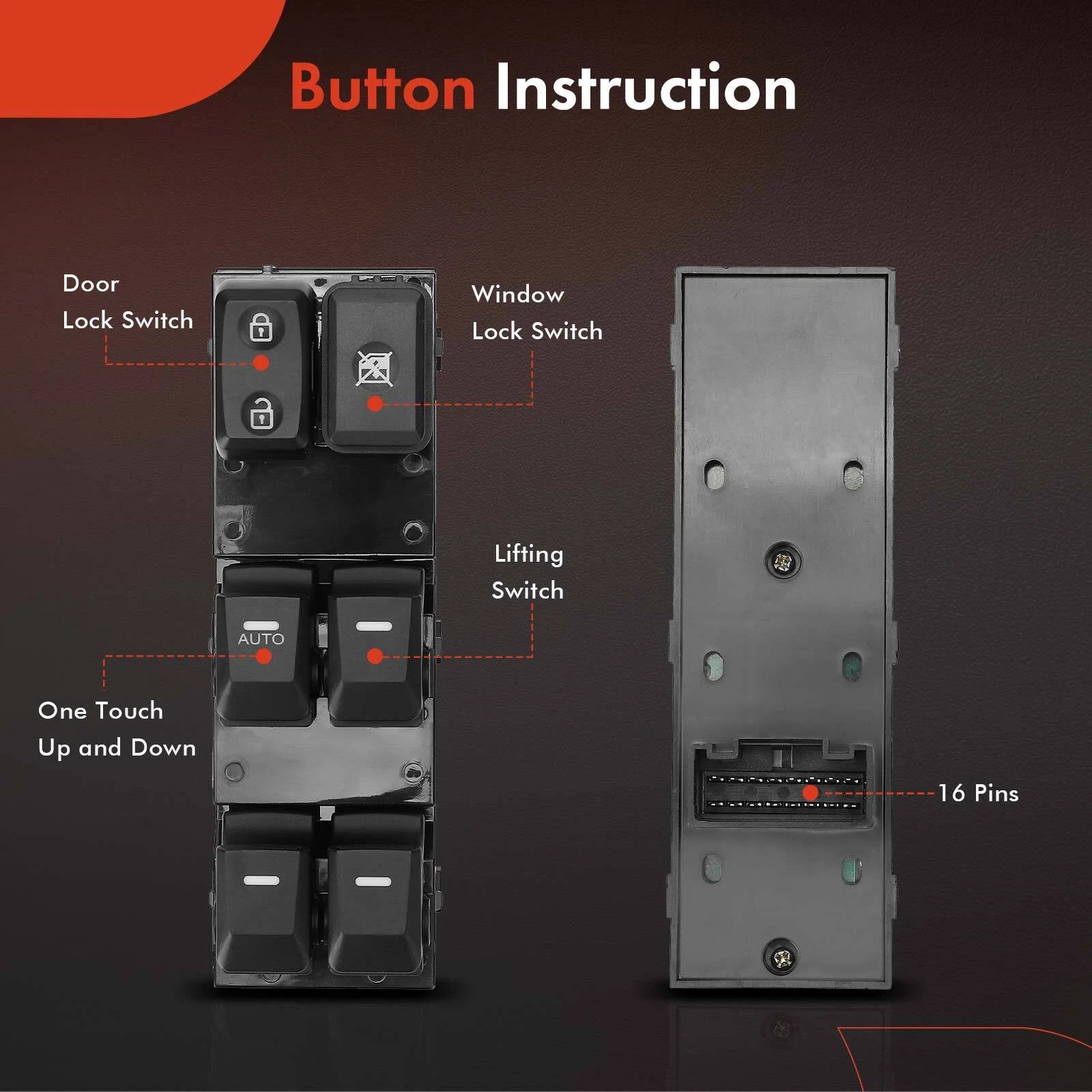 Front Left Power Window Switch for Kia Sportage (2010-2017)