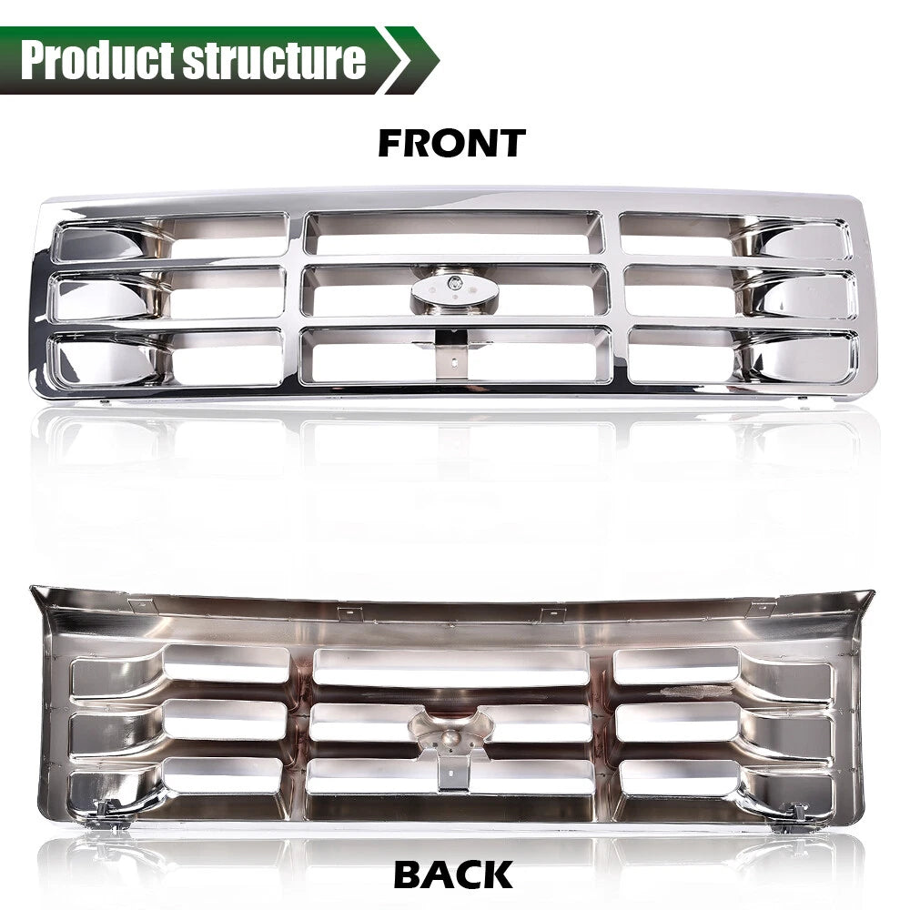 Chrome Grille and Headlight Door Set for Ford F150 F250 F350 (1992–1998)