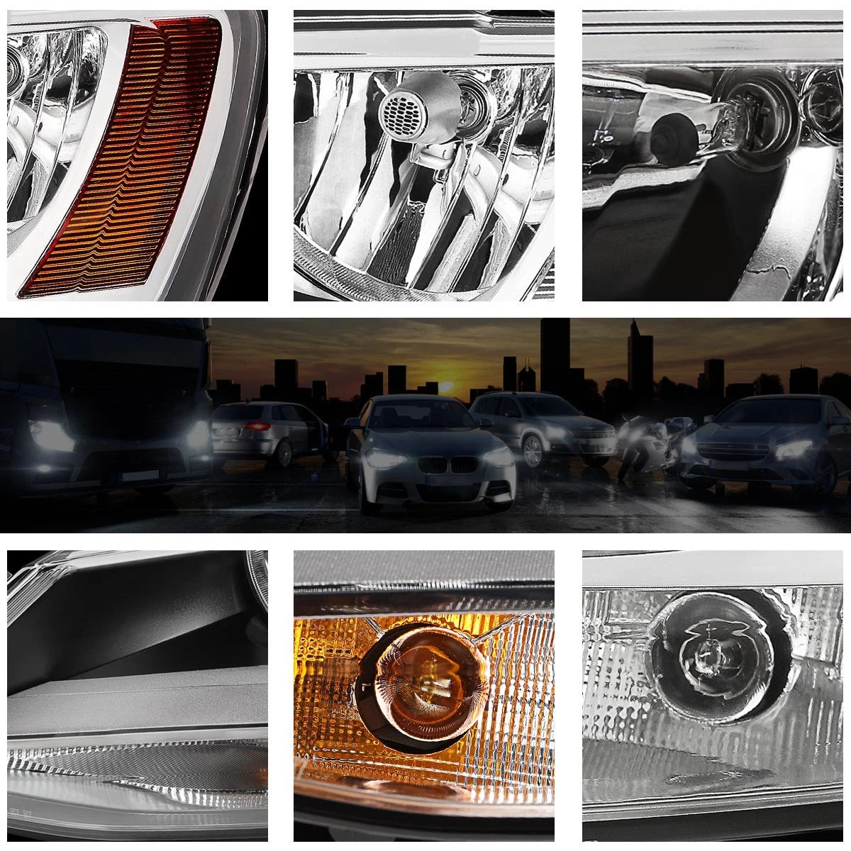 Headlight Replacement for Volkswagen Jetta MK6 (2011–2018) Chrome Housing Amber Corner