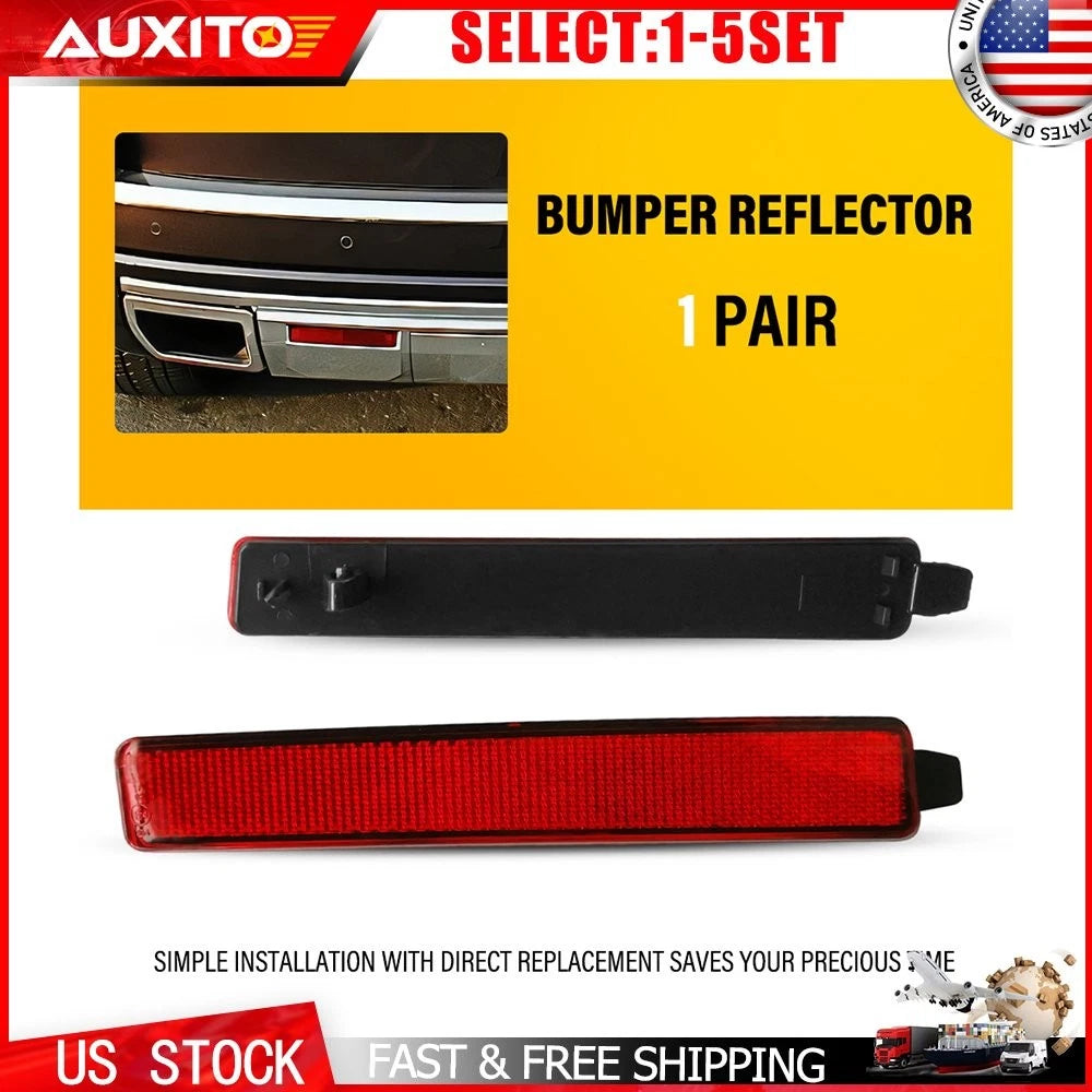 Set of 2 Red Rear Bumper Reflector Lights for GMC Acadia Cadillac SRX (2007–2016)