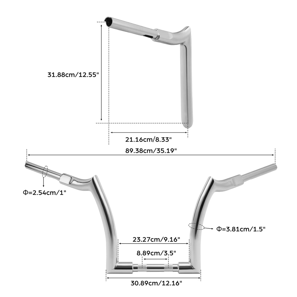 Chrome 12.55" Rise Ape Hanger Handlebar for Harley Heritage Softail Slim (2016–2023)