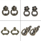 Set of 10 Antique Drop Ring Handle Pulls for Cabinets and Drawers