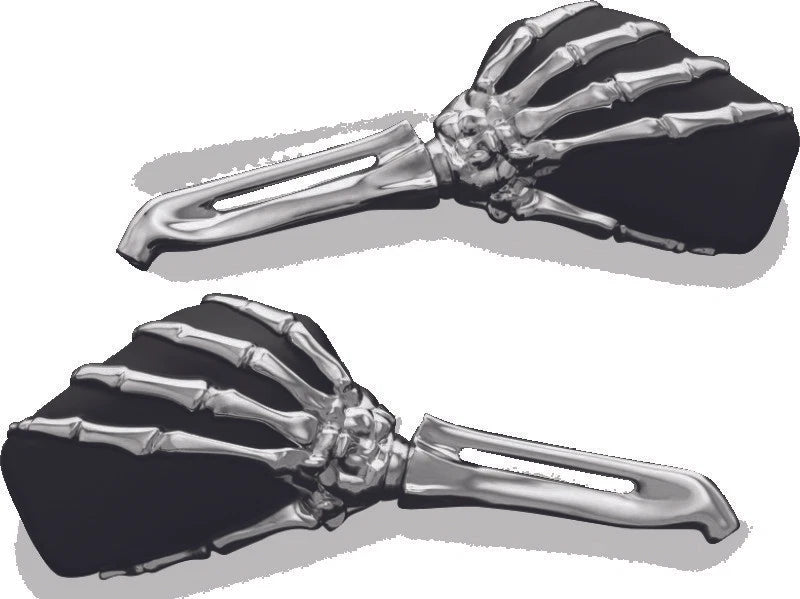Kuryakyn Skeleton Hand Mirrors Chrome/Black for Harley-Davidson