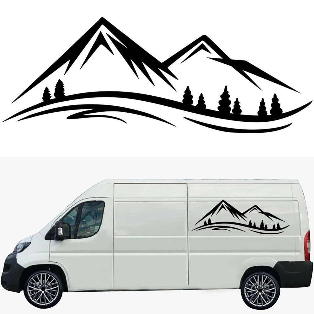 Stickers for RV Body Panel - Glossy Black Wood Design
