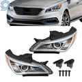 Set of 2 Clear Chrome Headlights for Hyundai Sonata (2015–2017)