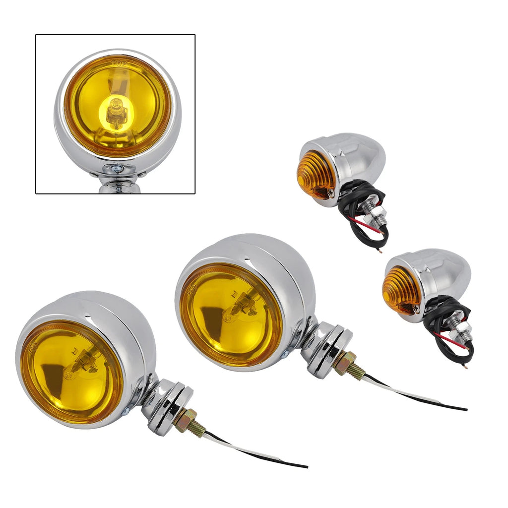 D20 Motorcycle Spotlight Headlight Fog Beam Chrome for Motorcycle Scooter