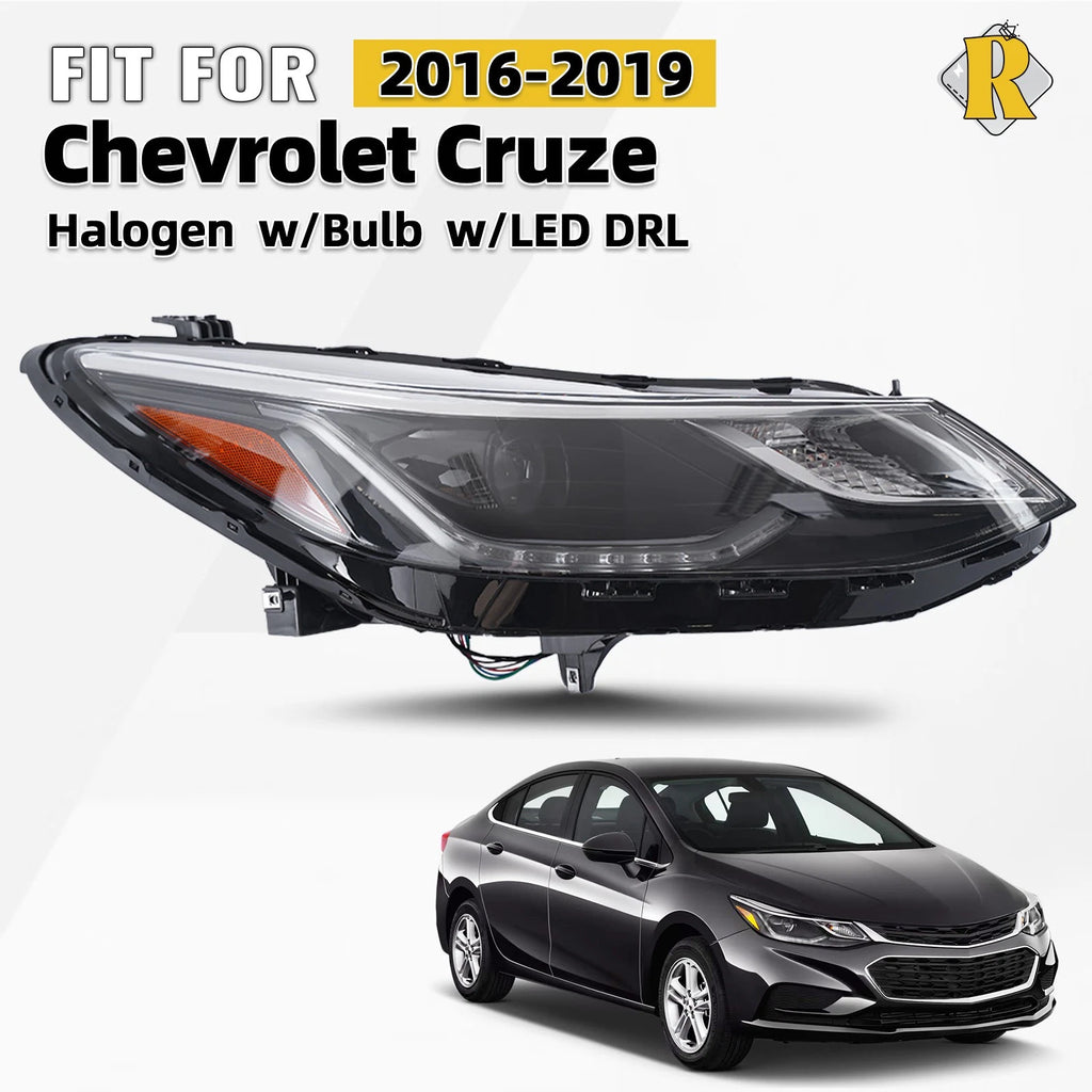 Projector Halogen Headlight with LED DRL Right for Chevy Cruze (2016–2019)