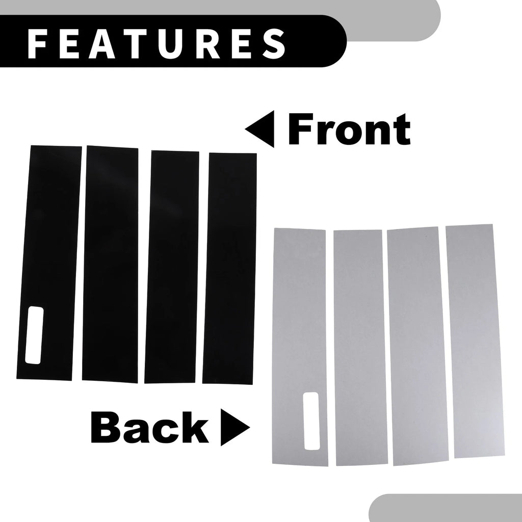Set of 4 Car Pillar Window Trim Covers for Ford F-150 (2015–2021) Black