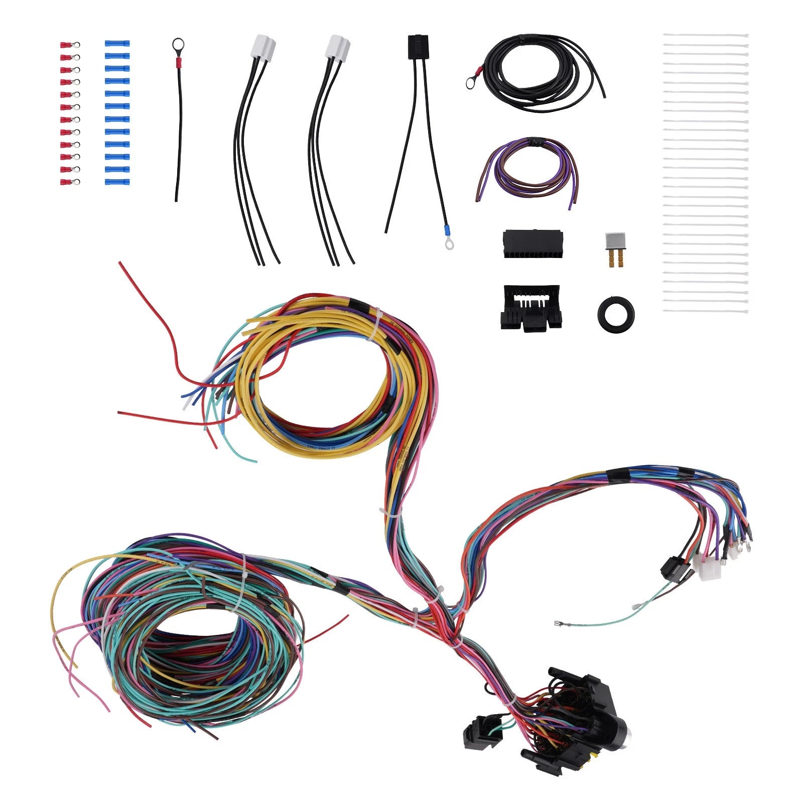21 Circuits Wiring Harness & 17 Fuses with Plug Connector Kit for GMC Chevy