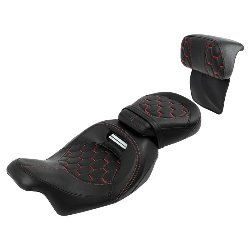 Driver Passenger Seat Backrest for Harley Road Glide (2014-2023) Red Stitching