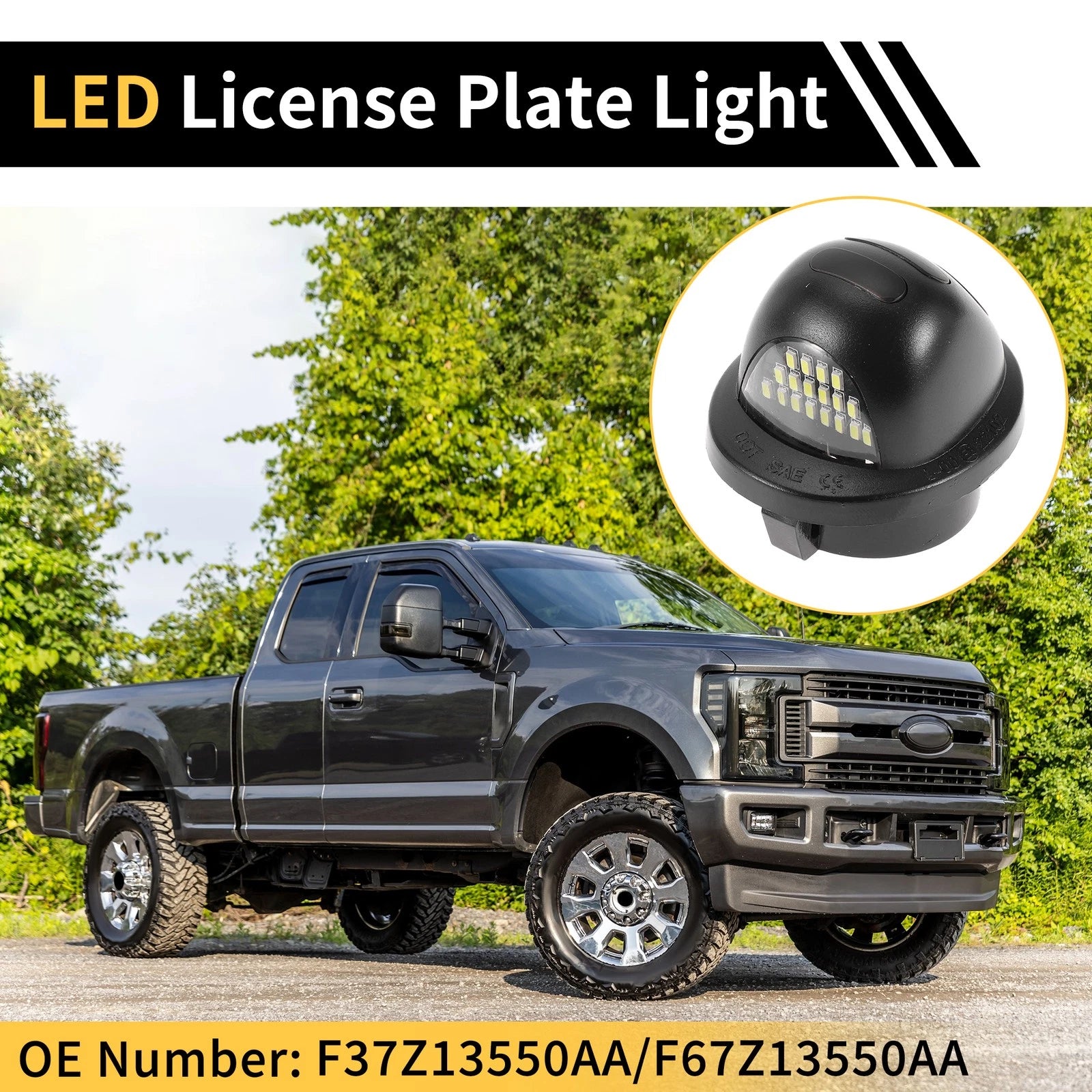 2pcs License Plate Light White Red for Ford F-150 F-250 F-350 (1990–2001)