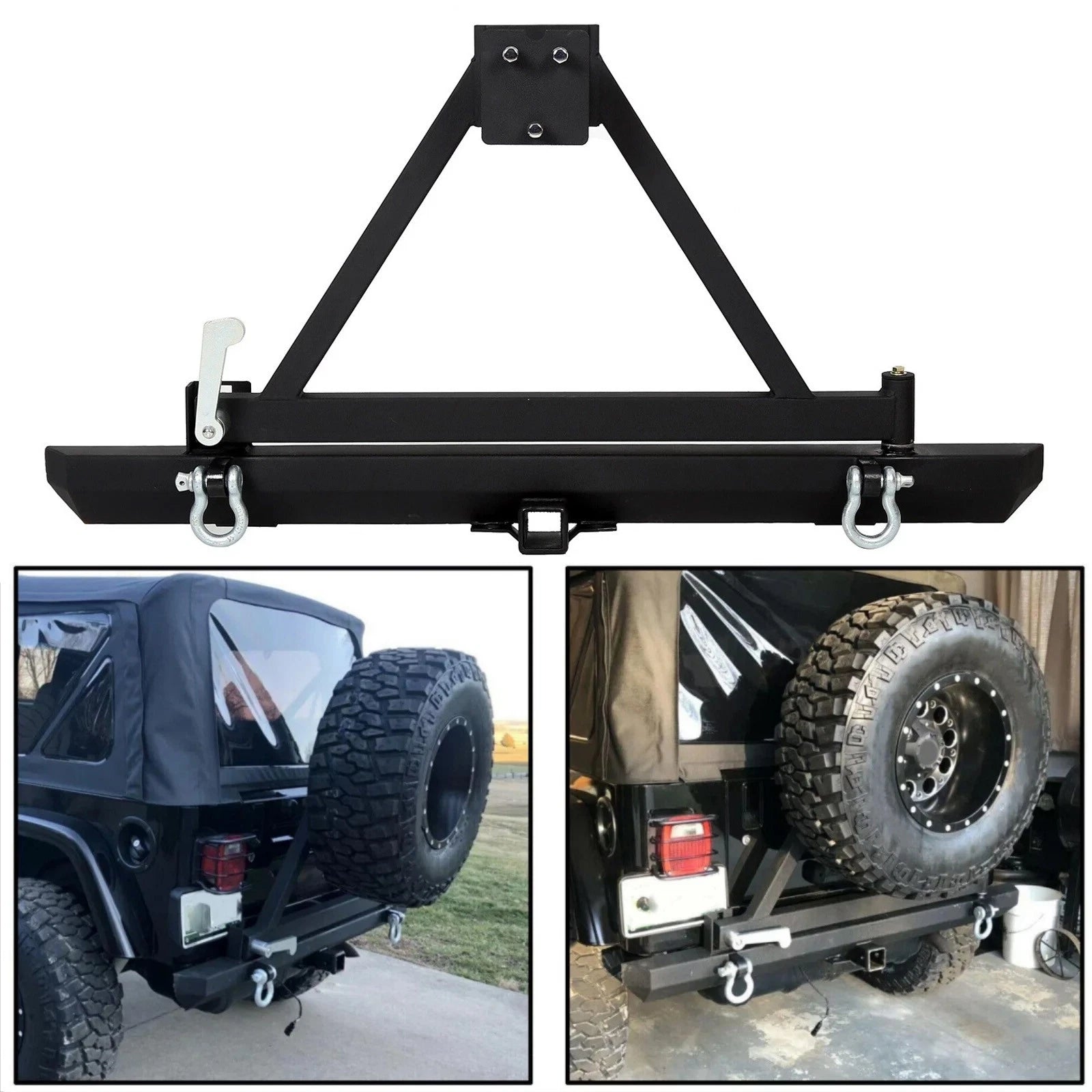 Rear Bumper with Tire Carrier & D-Ring for Jeep Wrangler (1987–2006)