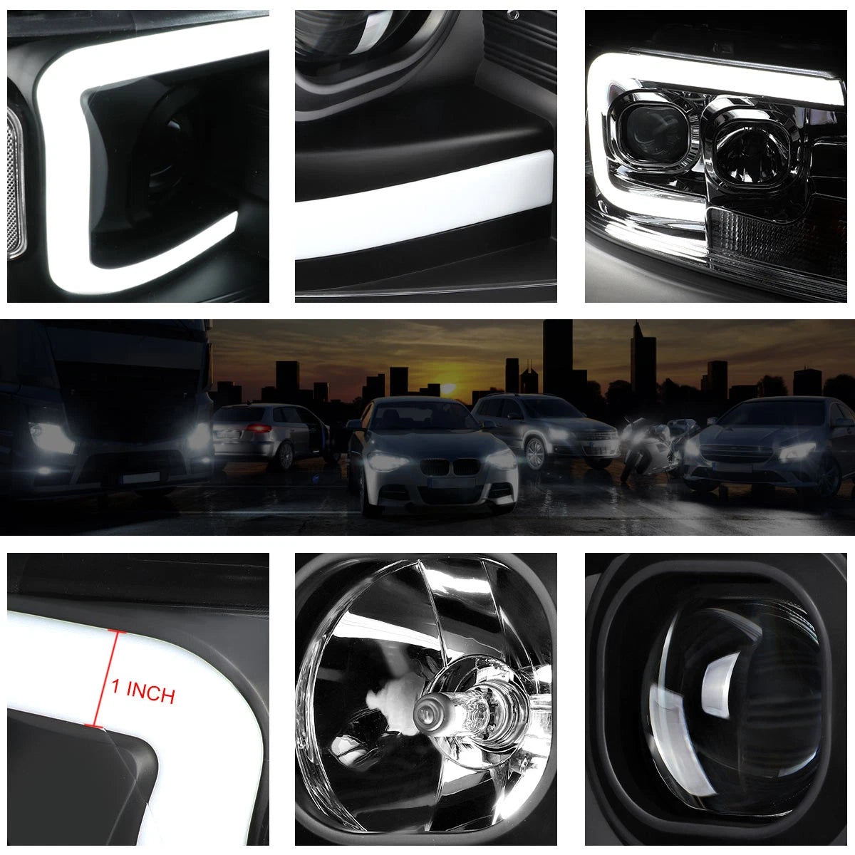 3D LED Bar Projector Headlight for Ford F-150/Mark LT (2004–2008)