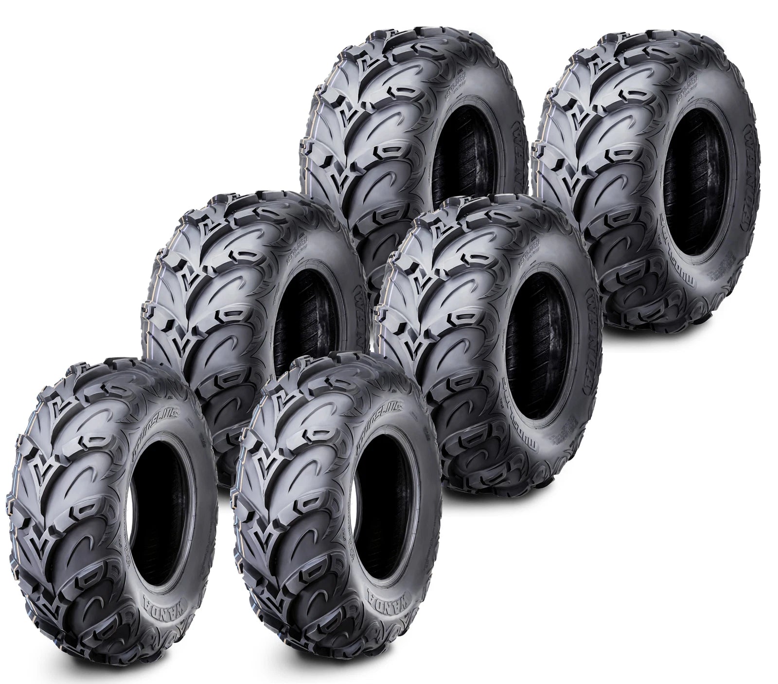 Set of 6 WANDA ATV UTV Tires 26x8-14 Front & 26x10-14 Rear 6PR Mud Sling