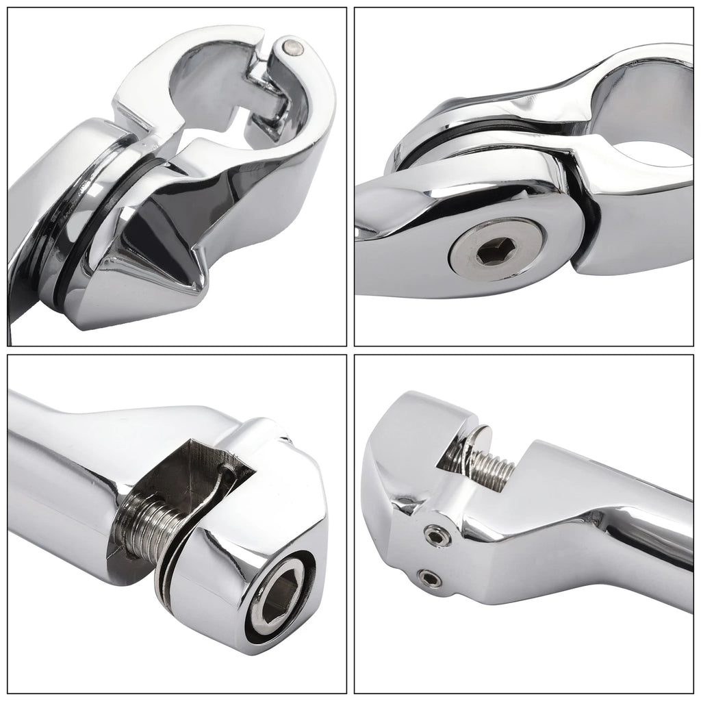 1 1/4" Chrome Long Angled Adjustable Highway Foot Peg Mount for Harley Dyna