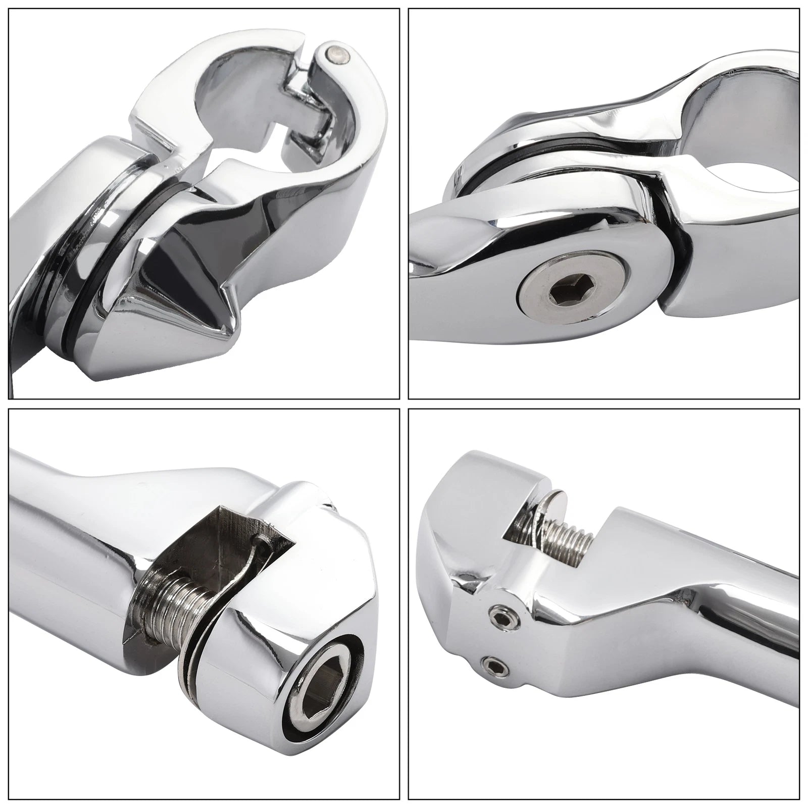 1 1/4" Chrome Long Angled Adjustable Highway Foot Peg Mount for Harley Dyna