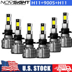 6X Canbus 9005 H11 LED Headlight High Low Beam + Fog Bulbs Super White 6500K