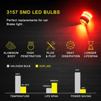 2X 3157 Red LED Strobe Blink Parking Bulb for Universal Vehicles