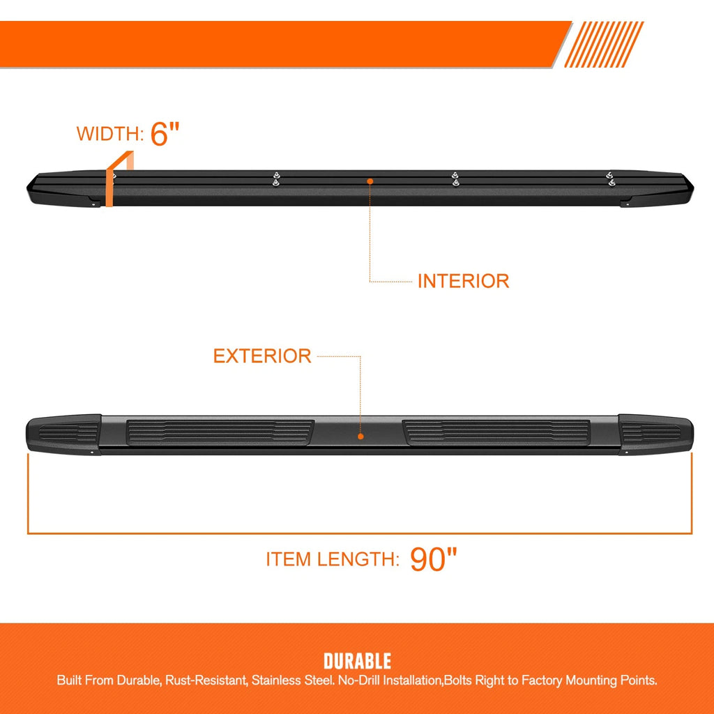 Set of 2 Aluminum Step Nerf Bars for Silverado/Sierra Crew Cab (2019–2024)