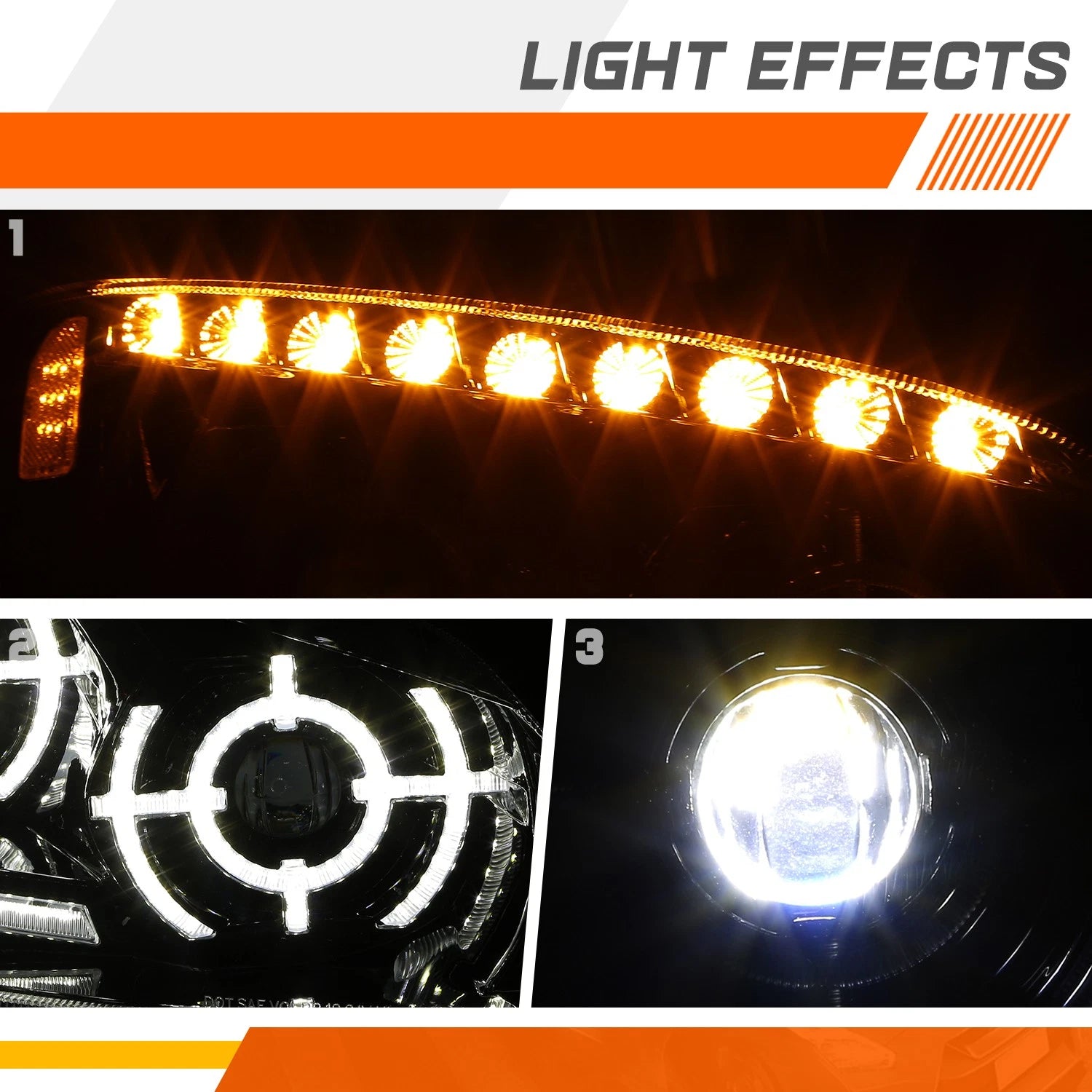 LED Sequential Chasing Signal Projector Headlights for Kenworth T660 (2008–2017)