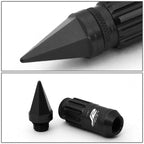 16 Pcs J2 7075 Forged Aluminum M12x1.5 Spiky Cap Lug Nut Set with Lock+Key Black