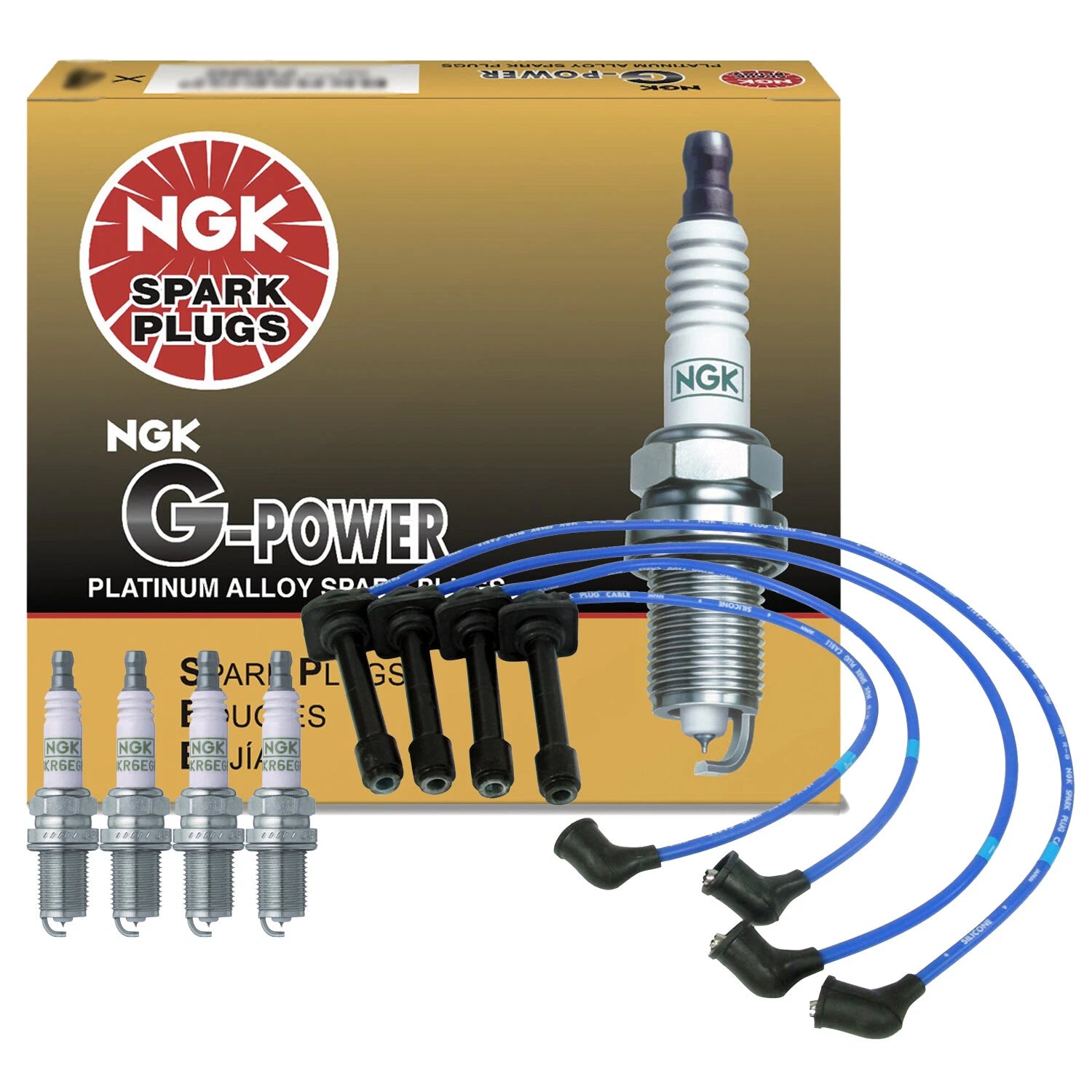 Set of 4 NGK G-Power Platinum Spark Plugs for Ford Probe 2.0 L4 (1993–1997)